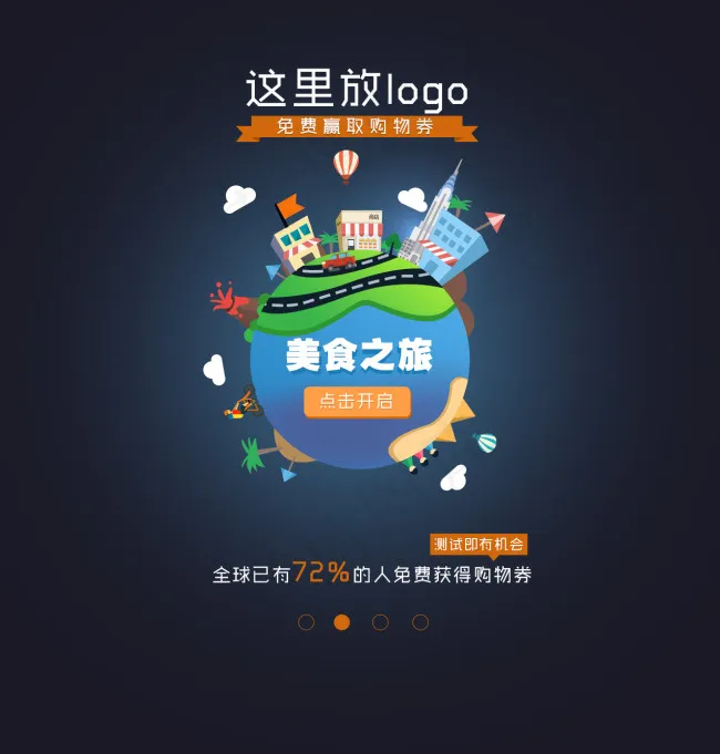 美食旅游APP引导页设计psd模版下载