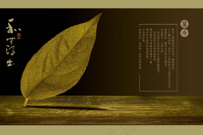 中国风黄金叶简介画报psd素材