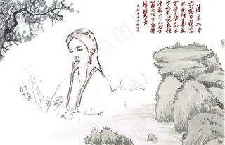 古典人物水墨风景画图片