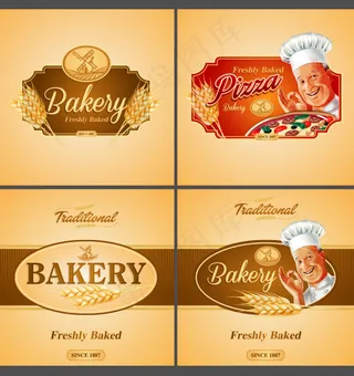 厨师海报广告矢量素材标签