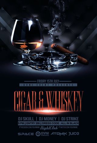 雪茄和威士忌宣传单模板