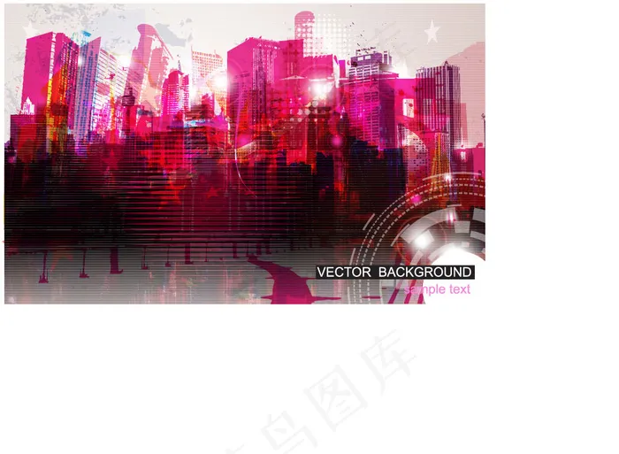 后现代城市剪影矢量素材eps,ai矢量模版下载