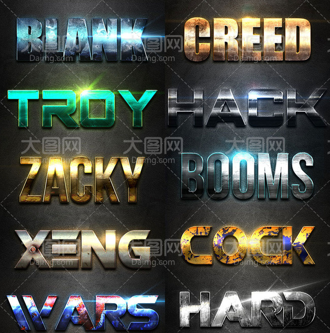 10款颓废风格金属艺术字PS样式V...