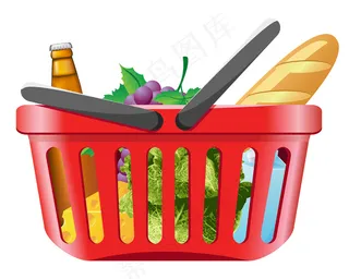 购物筐与蔬果矢量素材1