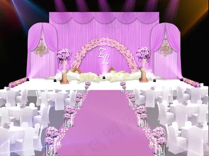 婚礼紫色舞台效果图