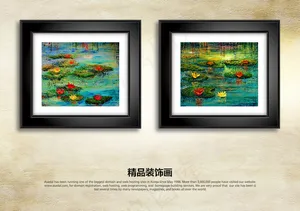 抽象荷塘油画装饰画无框画挂画