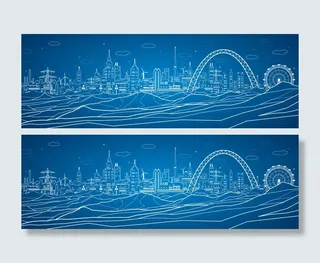 城市 游乐园 线稿