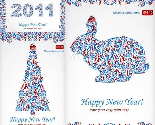 花纹2011年圣诞节和新年快乐矢量...