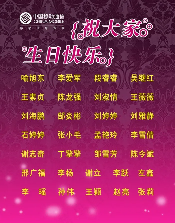 中国移动生日展板图片psd模版下载