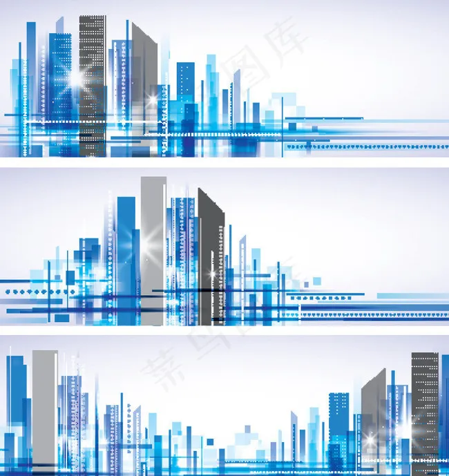 城市剪影横幅图片eps,ai矢量模版下载