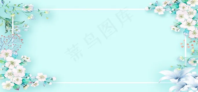 夏至小清新蓝色服装海报banner背景