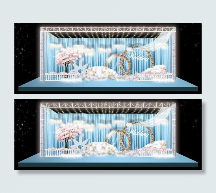 天蓝花门婚礼迎宾区主舞台
