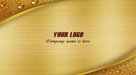 高档金黄色简约大气质感水珠名片卡片...