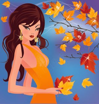 卡通美女矢量素材04矢量的季节