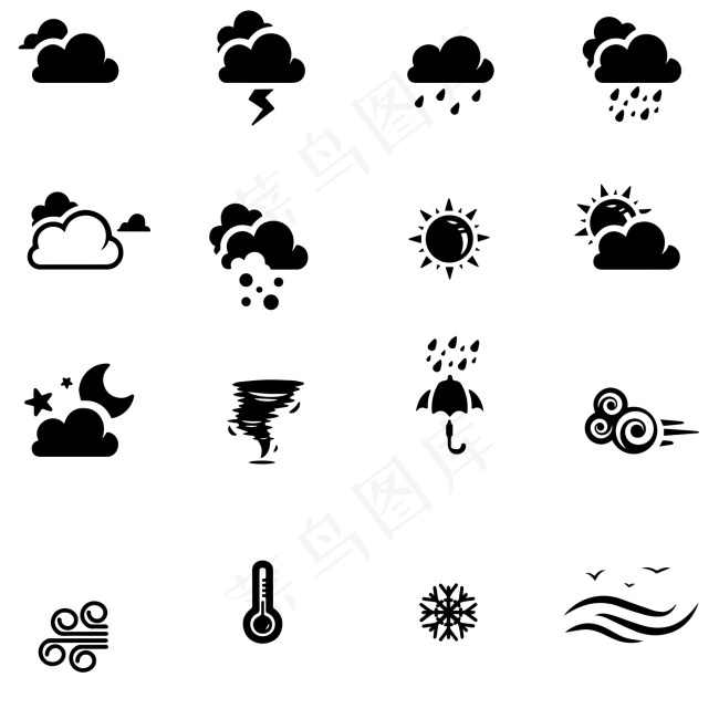 天气图标集-插画ai矢量模版下载