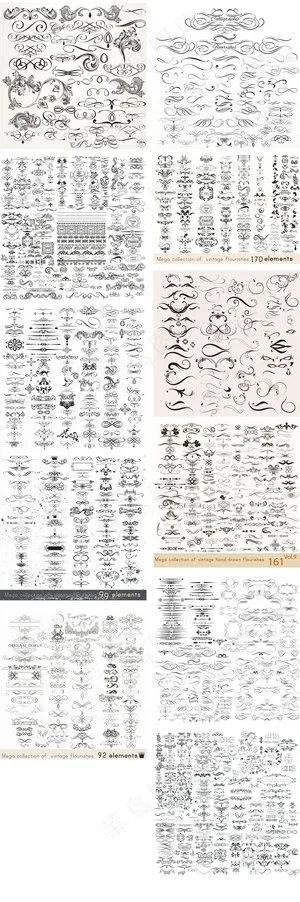 优雅复古花边边框集合