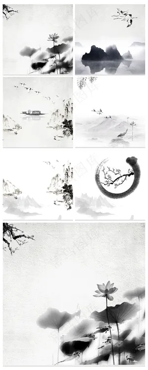 中国风水墨电商主图背景