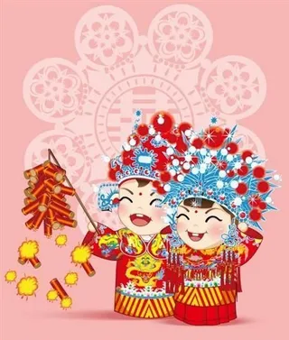 中国古代婚礼 新娘新郎卡通矢量素材...