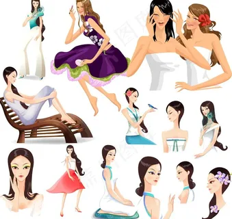 卡通风格古典美女