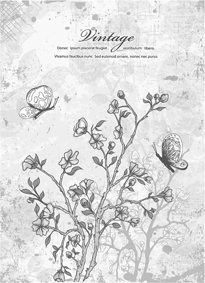 一对蝴蝶恋花背景矢量素材eps,ai矢量模版下载