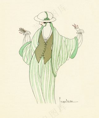 绿色线条套装设计图