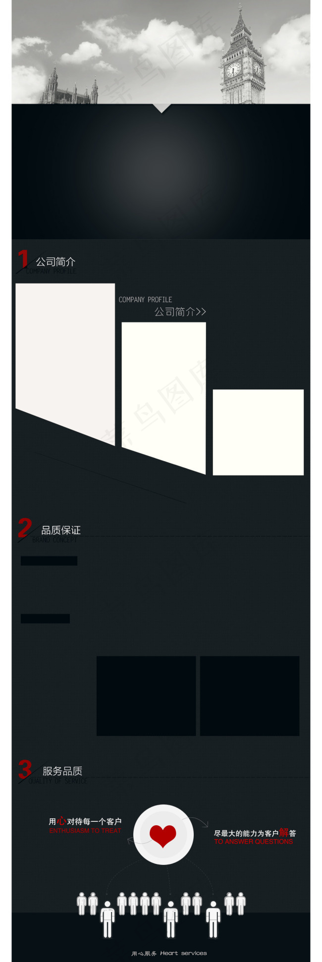 淘宝天猫详情页品牌介绍黑色时尚