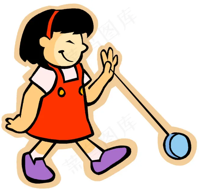 玩溜溜球的小女孩ai矢量模版下载