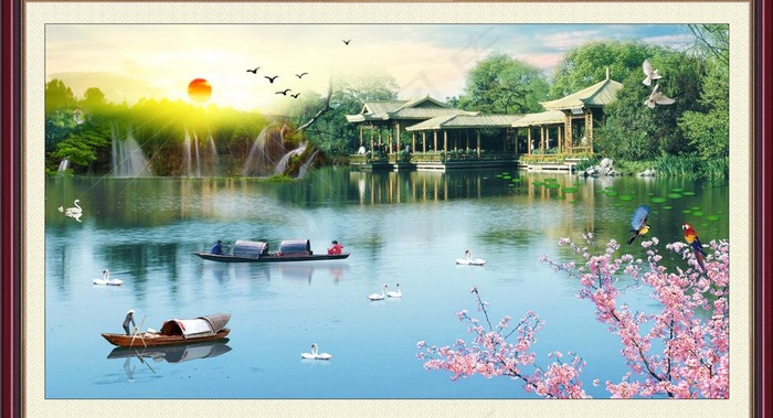 园林风景画图片
