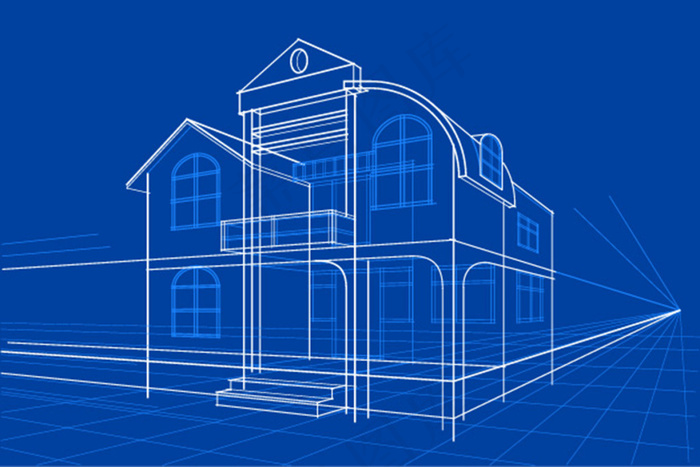 时尚线性房子模型设计矢量素材