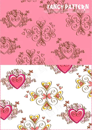 爱心花纹矢量线条