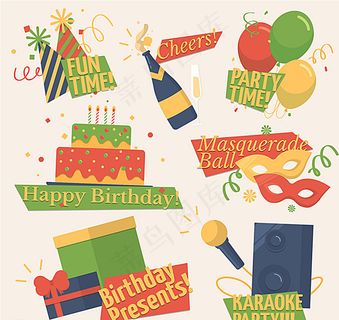 创意生日元素矢量素材图片