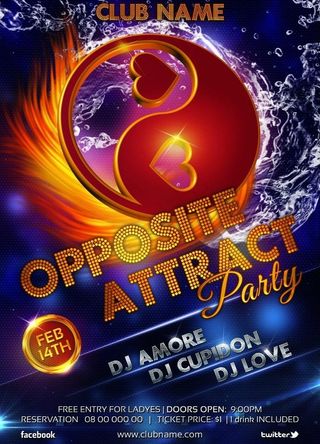 太极 火焰 情人节海报图片