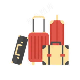 矢量手绘卡通行李箱