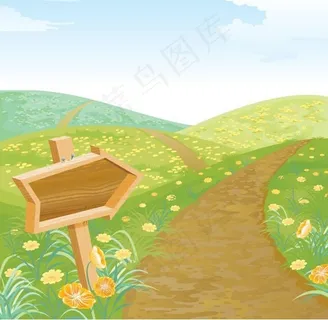 春天的小路矢量素材