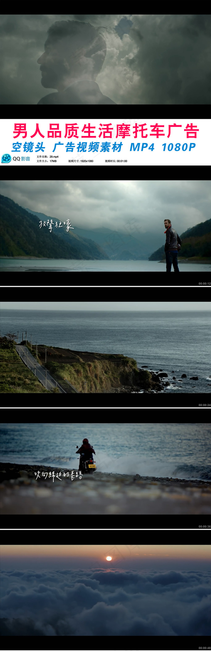 男人品质生活摩托车广告视频素材