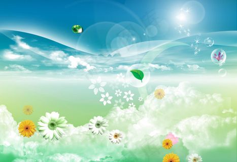 精美蓝天花朵分层图 精美蓝天花朵分层图