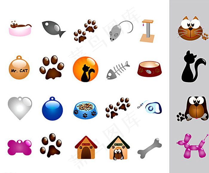 猫狗宠物用品元素矢量素材图片