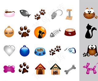 猫狗宠物用品元素矢量素材图片