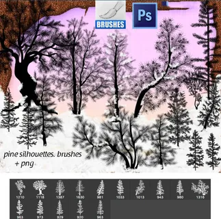 PS笔刷冬季雪景松树 PS笔刷冬季雪景松树