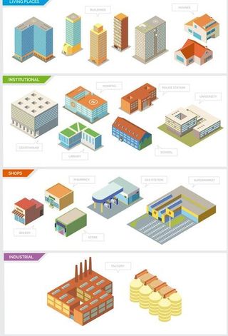 可爱高楼矢量素材
