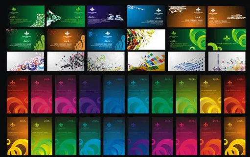 时尚科技炫彩名片背景矢量素材