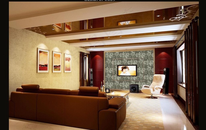 视听室效果图图片