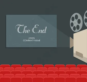 放映厅电影片尾插画矢量素材 放映厅电影片尾插画矢量素材