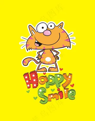 卡通动物矢量图猫咪卡通英文字