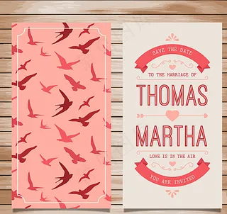 彩色鸟剪影婚礼邀请卡图片