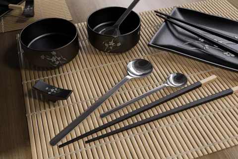 古朴餐桌场景3d源文件