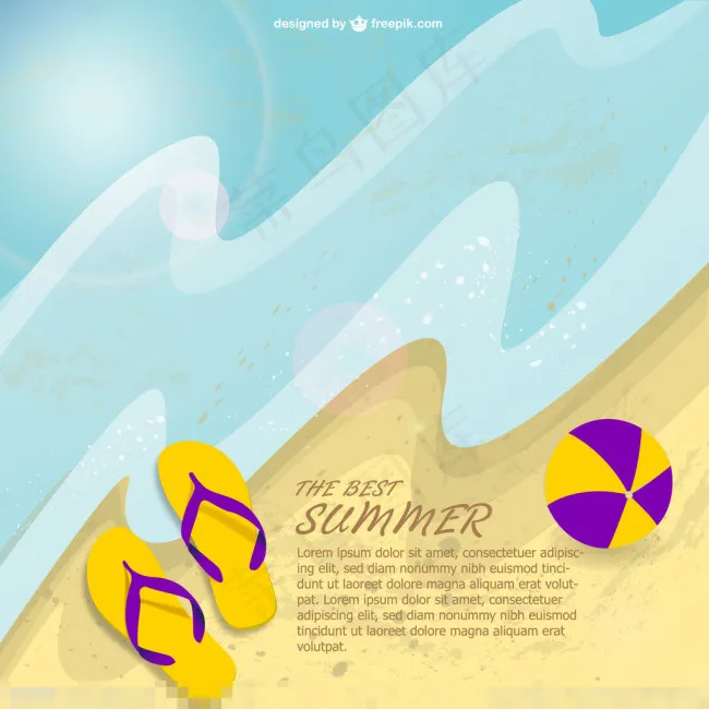 夏日沙滩矢量素材ai矢量模版下载