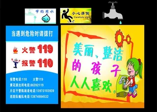 节约用水 小心滑倒图片