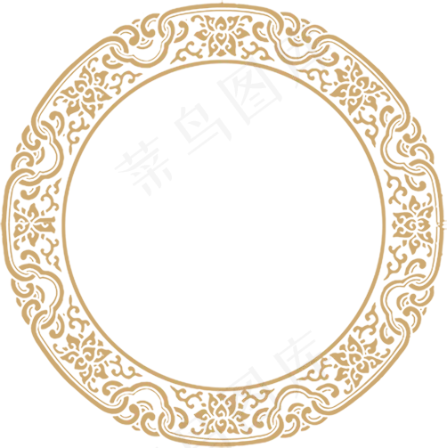 多款古典中国风圆形花纹窗花png素...