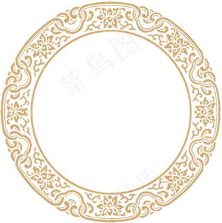 多款古典中国风圆形花纹窗花png素...